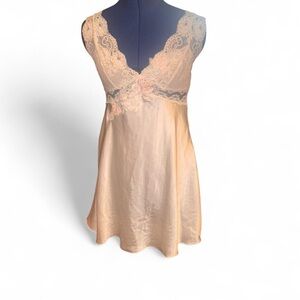Linea Donatella Peach Lace-Trim Satin Chemise